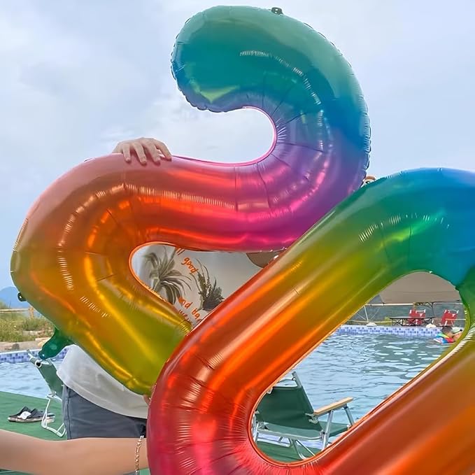 Rainbow Number 9 Balloon 40 Inch Rainbow 9 Balloon Giant Helium Foil Number 0 to 9 Balloons Birthday Wedding Party Digital Decorations Number 9