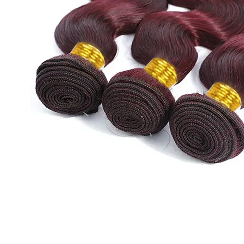 99J Human Hair Bundles Burgundy Body Wave Bundles Human Hair 16 18 20 Inch Unprocessed Brazilian Virgin Hair Wine Red Bundle Soft Hair Extensions 150g