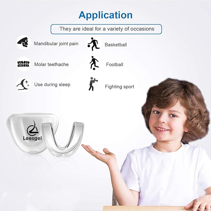 4 Pack Kids Mouth Guard for Grinding Teeth & Clenching, Eliminates TMJ, Stops Bruxism, Athletic Night & Sport Guard (Kid Size)