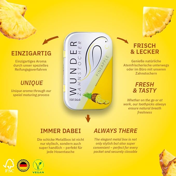 Wonder Toothpick - Flavored toothpicks - Stop Nail Biting - Fresh Breath with Flavored toothpicks - Teeth Cleaning to go - Sugar-Free, Vegan
