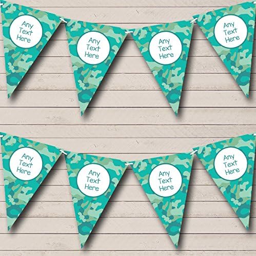 Blue Green Camouflage Personalized Birthday Party Bunting - Hanging Party Decoration - Birthday Party Banner Garland | Decorative Party Supplies
