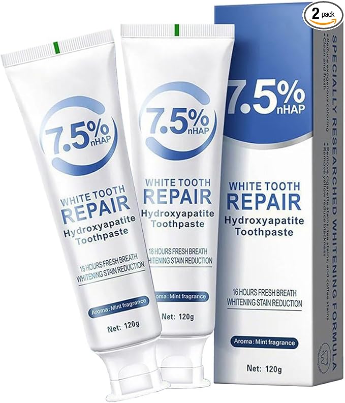 Hydroxyapatite Toothpaste for Enamel Repair & Stronger Teeth, Gentle Mint Flavor, Fresh Breath, Daily Oral Care with Hidroxiapatita