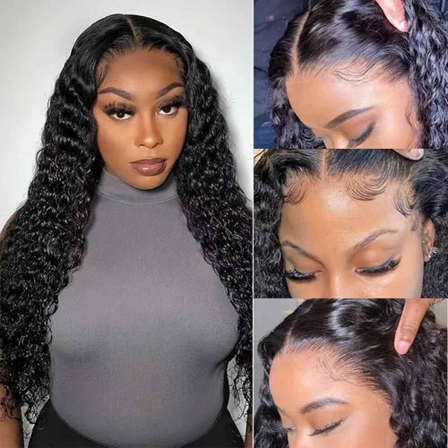 virginess Deep Wave Lace Front Wigs Human Hair Pre Plucked 22 Inch 13x4 Lace Frontal Closure Wig for Black Women Human Hair Glueless Deep Curly Lace Front Wig
