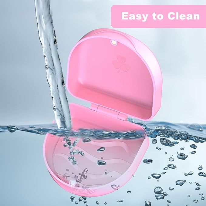 Retainer Case Denture Case: BVN Orthodontic Dental Case, Slim Braces Case, Mouth Guard Case, Denture Box, Teeth Aligner Case, Night Guard Case Container Storage Holder Pink