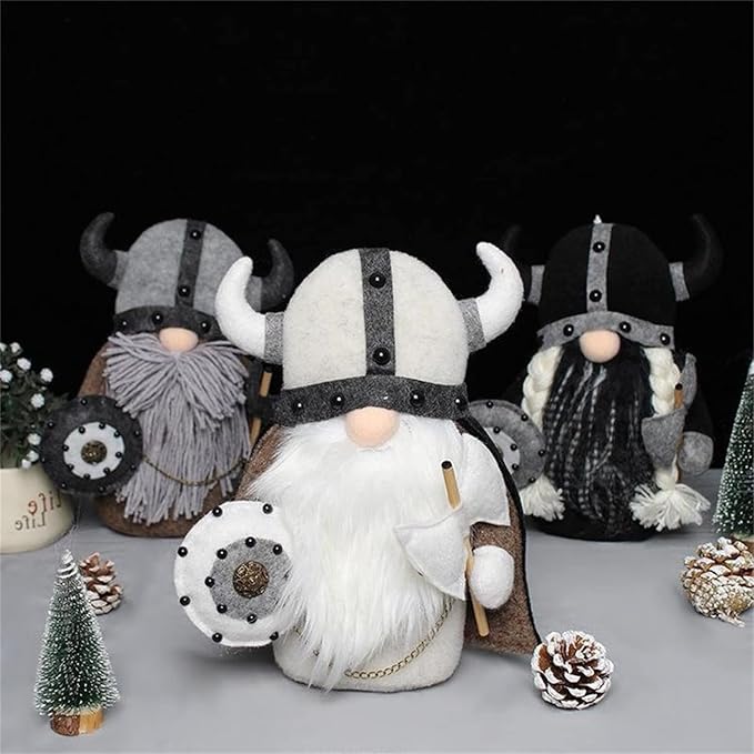 Halloween Special - Viking Warrior Gnome Doll, Fall Farmhouse Gnome Plush Decor Indoor, Nordic Gnomes Decorations for Home, Handcrafed Cute Scandinavian Style Gnomes for Kitchen Table Ornaments (C)