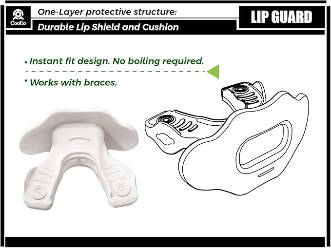 Football Mouth Guard Lip Guard MAXX/Might Football and High Impact Sports Lip Protector for Adults & Youth (Strap Included)