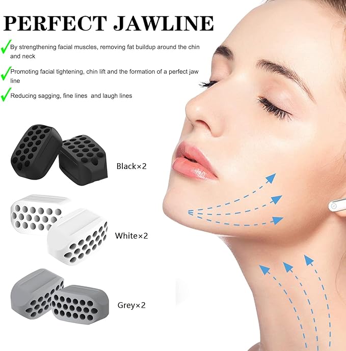 Jawline Exerciser for Man and Woman 3 Resistance Levels (6 pcs) BPA Free Silicone Jaw Exerciser Gum Tablets Jaw Trainer & Jaw Exerciser Shaper for Beginner, Intermediate & Advanced Users