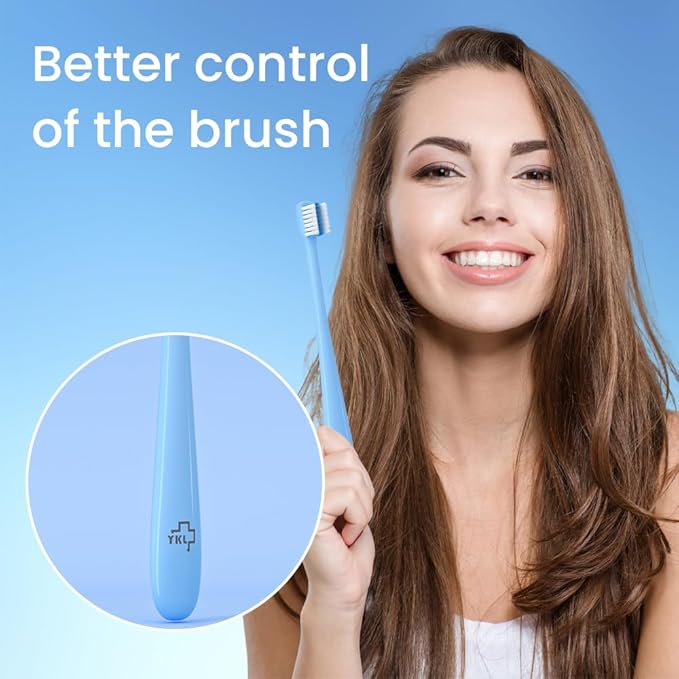 Y-Kelin V-Shaped Orthodontic Toothbrush for Braces Brackets 4 Count (Pack of 1) Soft Bristle with Inter Dental Brush