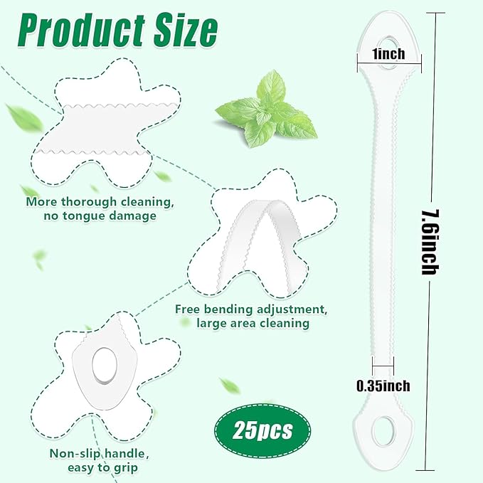 Disposable Tongue Scraper, 30Pack Individually Wrapped - Hygienic Plastic Tongue Scraper for Adults & Travel, Fresh Breath Oral Care, Single Use White Scraper Kit