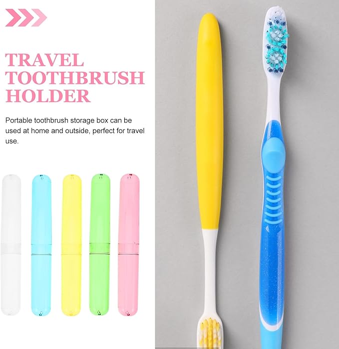 5Pcs Travel Toothbrush Cases with Breathable Covers Portable Toothbrush Holders Organizer for Outdoor and Business Trips Multi-Color Protective Containers
