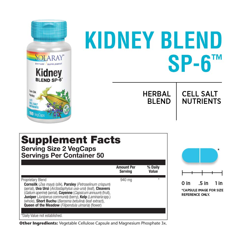 SOLARAY Kidney Blend SP-6 | Herbal Blend w/Cell Salt Nutrients to Help Support Healthy Kidney Function | Non-GMO, Vegan (3 Pack)