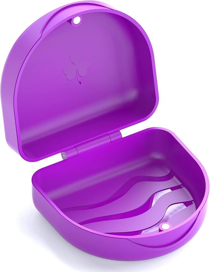 Retainer Case Denture Case: BVN Orthodontic Dental Case, Slim Braces Case, Mouth Guard Case, Denture Box, Teeth Aligner Case, Night Guard Case Container Storage Holder Purple