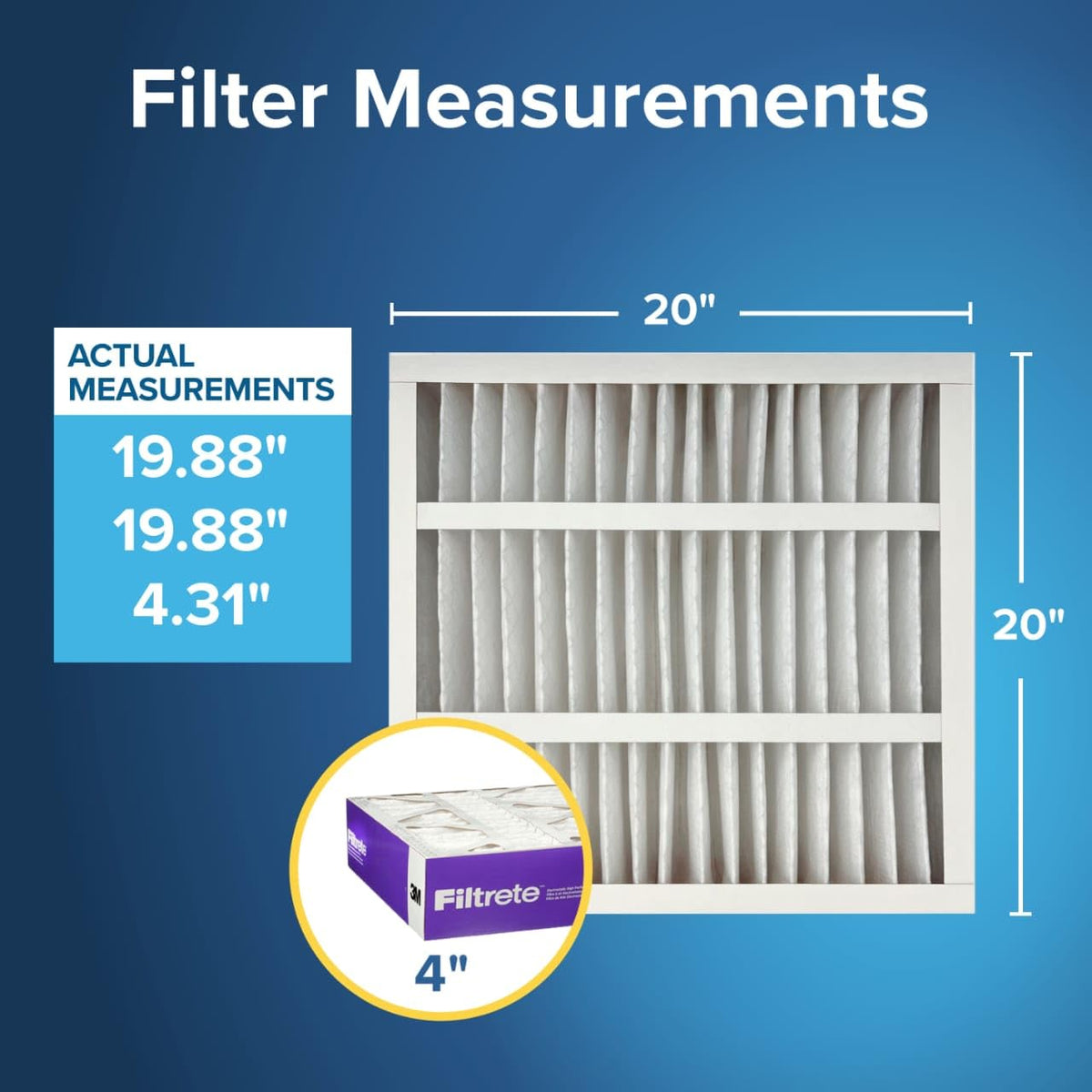 Filtrete 20x20x4 AC Furnace Air Filter, MPR 1550, MERV 12, Fits Honeywell, CERTIFIED Asthma & Allergy Friendly, Electrostatic Air Cleaning Filter, 2-Pack (Actual Size 19.88x19.88x4.31 in)