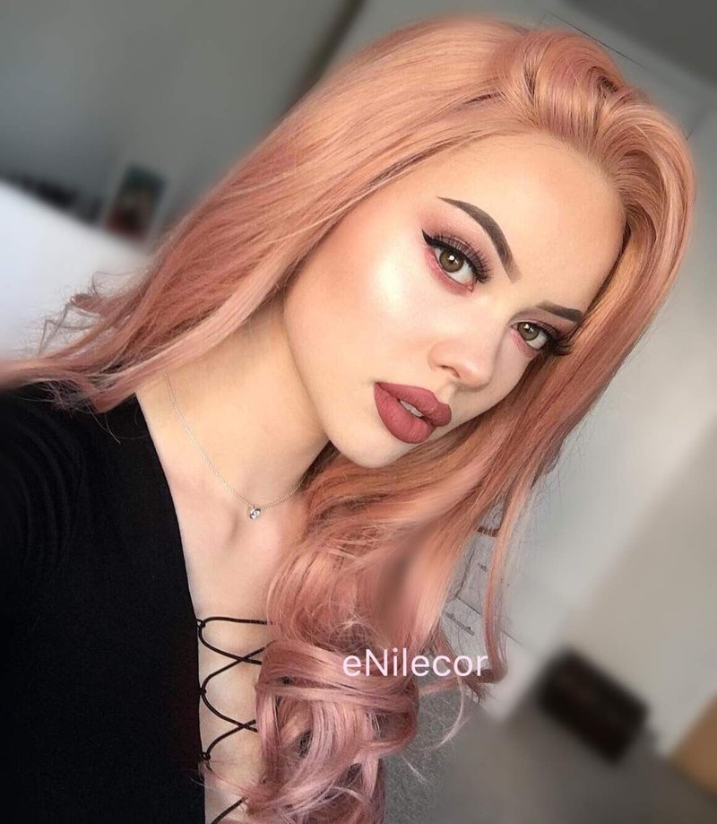 eNilecor Pink Lace Front Wigs,24 Inches Long Curly Synthetic Colored Lace Wig Hair Replacement Wigs for Women with Wig Cap (Pink)