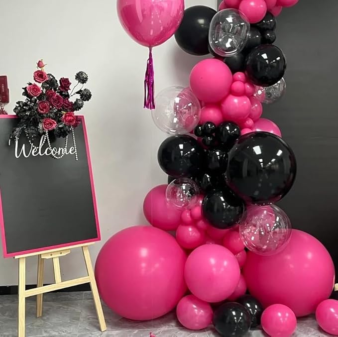 AZOWA 24 Inch Hot Pink Balloon 10 Large Latex Balloons for Party Wedding Birthday Baby Shower Decoration (Hot Pink, 10 Pcs)