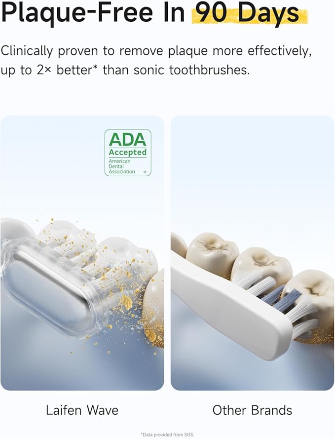 Laifen Wave Special Electric Toothbrush, New 2025 Version Oscillation & Vibration Sonic Electric Toothbrush for Adults with App, 2 Brush Heads, IP68 Waterproof Travel Powered Toothbrush (Matte White)