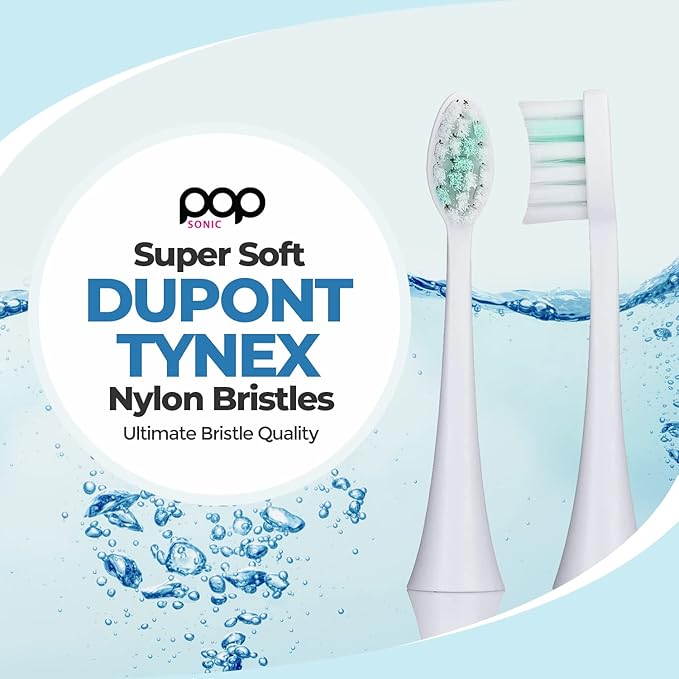 Pop Sonic Replacement Toothbrush Heads (Pack of 2) - Toothbrush Head w/Super Soft Dupont Tynex Nylon Bristles (Pro 2.0 Sonic)