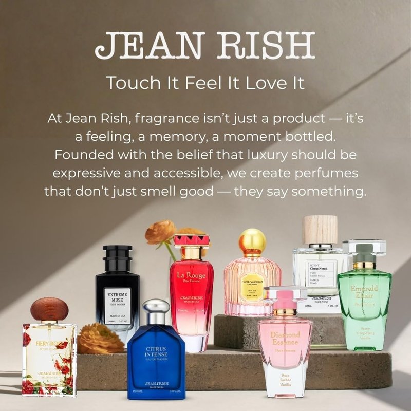 Jean Rish Fiery Rose Perfume for Women Eau De Parfum, Long-Lasting Luxury Fragrance, Made In USA - Rose, Peony, Peach, Musk, Sandalwood Scent - 100ml / 3.4 oz