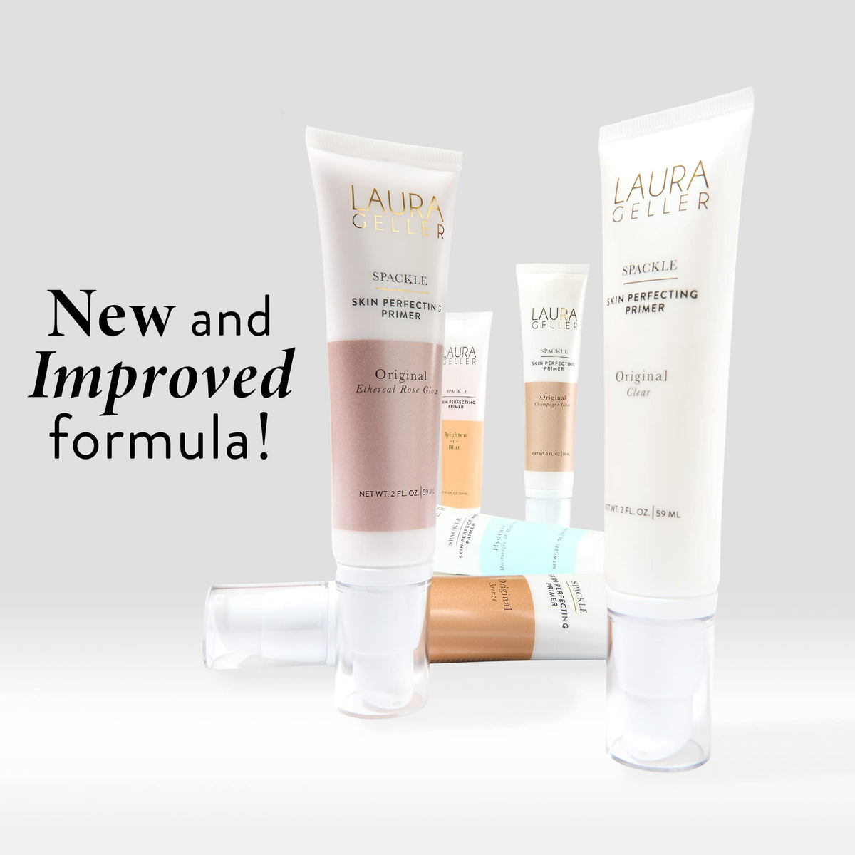 LAURA GELLER NEW YORK Spackle Skin Perfecting Makeup Primer, Hydrate + Airbrush Round Kabuki Brush