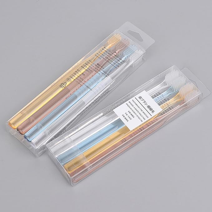 Superfine Soft Bristle Toothbrushes for Adults, 8Pcs Crystal Small Head Manual Toothbrush Set, Gentle Cleaning for Travel and Home Use