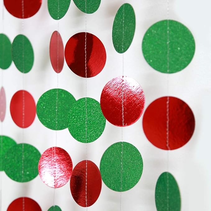 Decor365 Glitter Christmas Party Decorations Hanging Christmas Decoration Ugly Sweater Red Green Garlands Xmas Tree Circle Streamer Photobooth Backdrop Office Classroom Birthday Party Decor