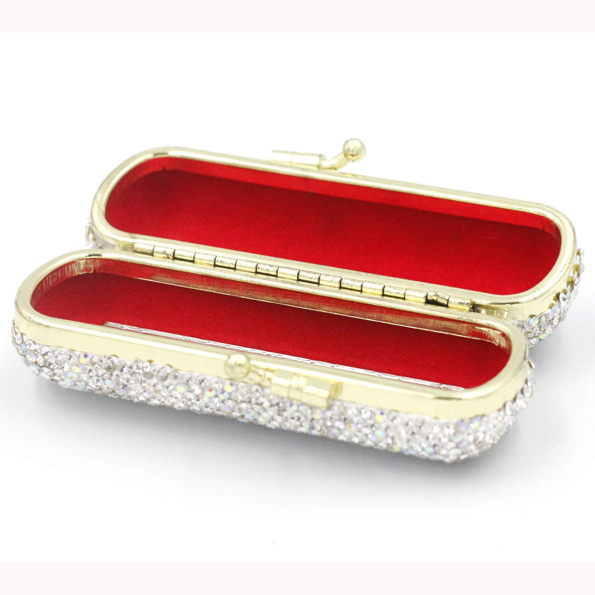 Bestbling Bling Rhinestone Crystal Lipstick Case Holder Organizer bag Cosmetic Storage for Women's Lipstick Jewelry Kit (Silver)