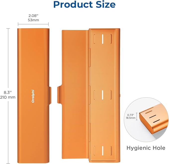 Wider Aluminum Toothbrush Travel Case, Portable Travel Toothbrush Holder, Durable Manual Toothbrush Box Container for Traveling, Bathroom, Camping, Business Trip-Not for 0.85oz Toothpaste, Orange
