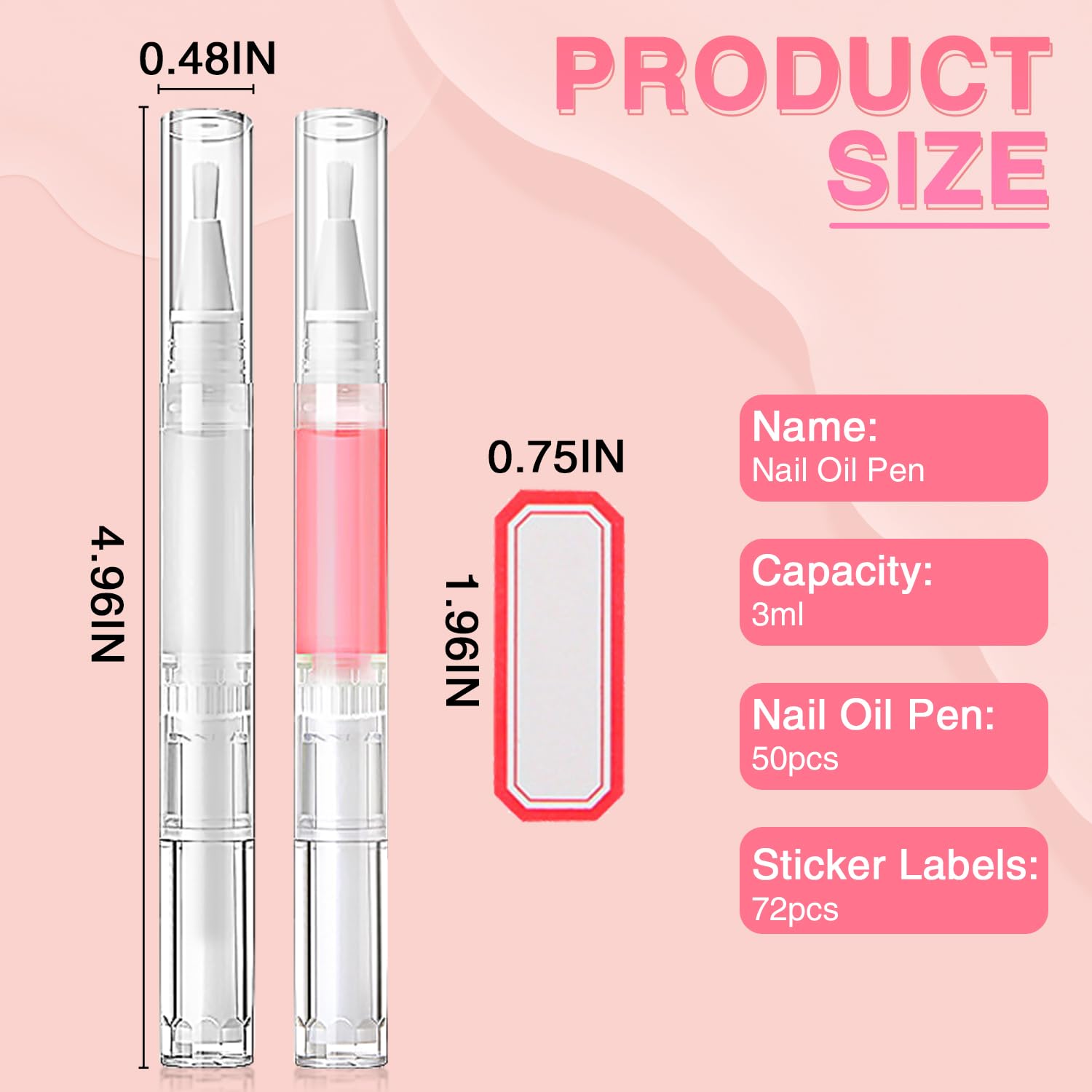 DupakSYS 3ml 50Pcs Nail Oil Pen, Empty Cuticle Oil Pen For Nail Growth