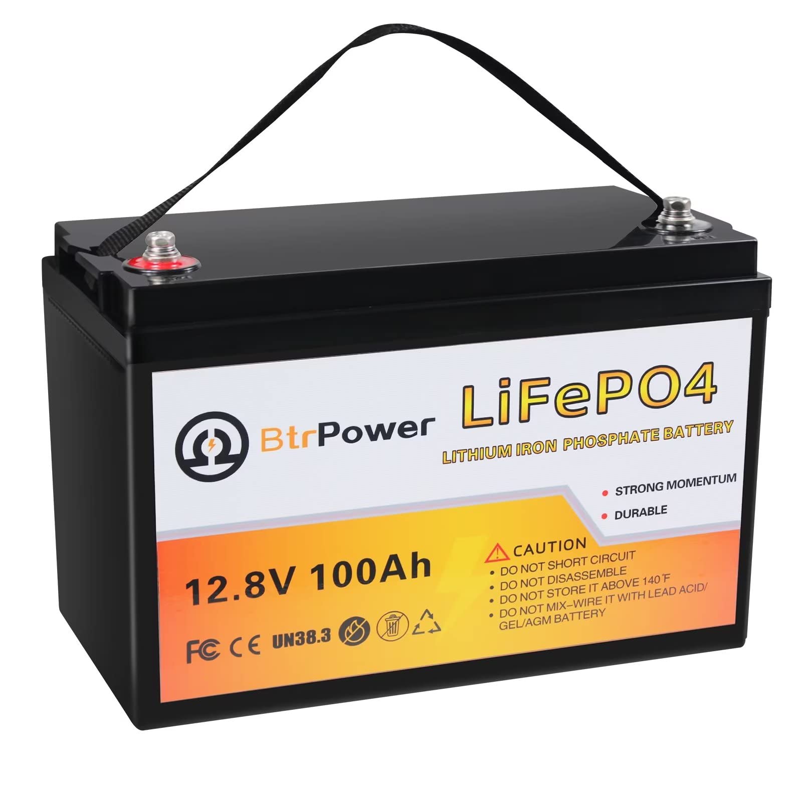 12V Lithium Battery-100Ah Lithium Phosphate Iron LiFePO4 Deep Cycle Battery,100A BMS,4000+ Cycles,Perfect for RV,Trolling Motor,