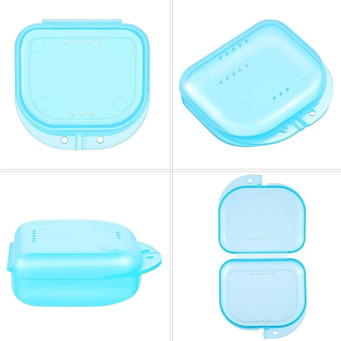Kids Mouth Guard Blue for Grinding Teeth 4 Pack Moldable Night Guards for Clenching Teeth | Comfortable Nighttime Protection Guard | Including Hygiene Case & Gel Ice Pack
