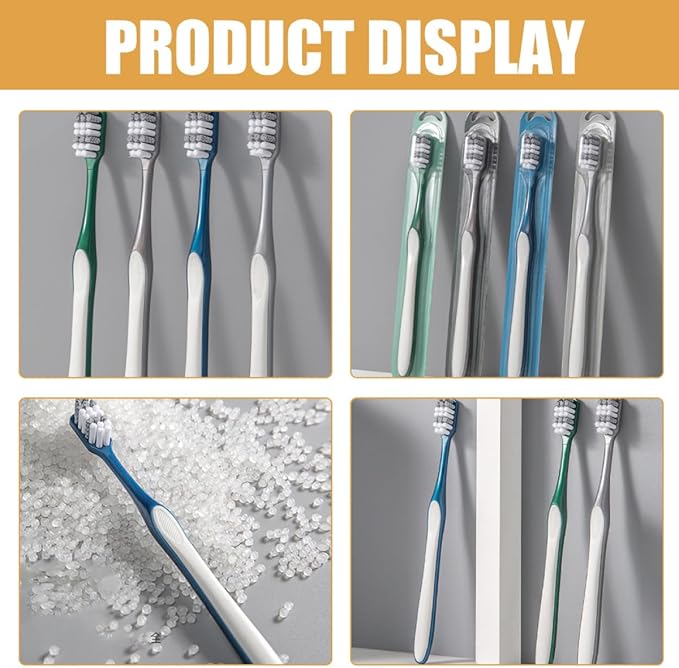 Homoyoyo Men’s Manual Toothbrushes 8pcs (2 Sets of 4) Hard Bristles Large Head Plastic Teeth Cleaning Tools Portable Household and Travel Use