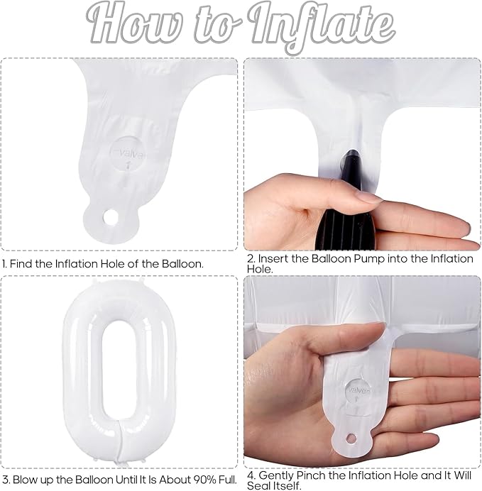 White Number Balloons 40 Inch Helium Mylar Number 0 Balloon for Birthday Party Anniversary Decoration (White, 0)