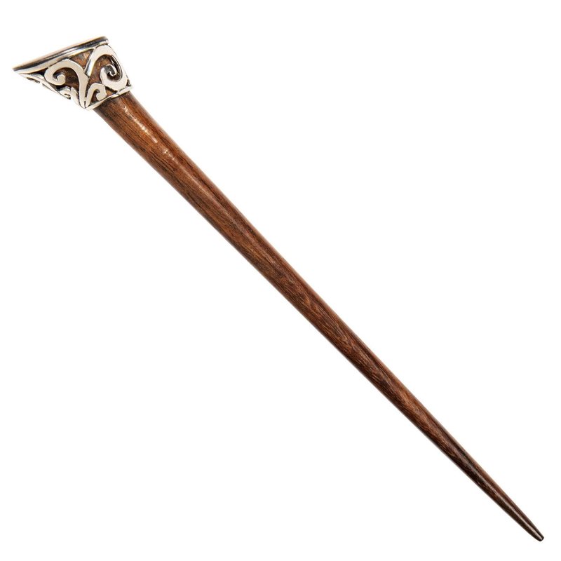 81stgeneration Women's Natural Wood Wooden Abalone Silver Brass Filigree Hair Pin Stick Hairpin