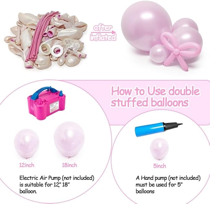 Pearl Purple Balloon Double Stuffed Lavender Balloons Garland Pearl Pastel Light Purple Arch Kit with Lilac Long Balloons Different Size for Birthday Wedding Baby Shower Anniversary Decoration