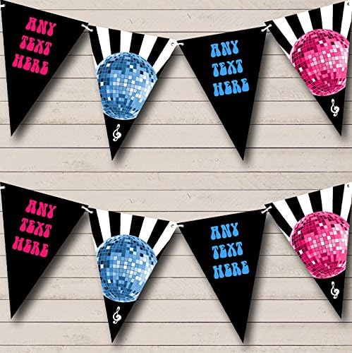 60's 70's 80's Disco Night Fever Personalized Birthday Party Bunting - Hanging Party Decoration - Birthday Party Banner Garland | Decorative Party Supplies