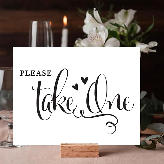 Andaz Press Wedding Party Signs, Formal Black and White, 8.5-inch x 11-inch, Please Take One Favors & Gifts Sign, 1-Pack