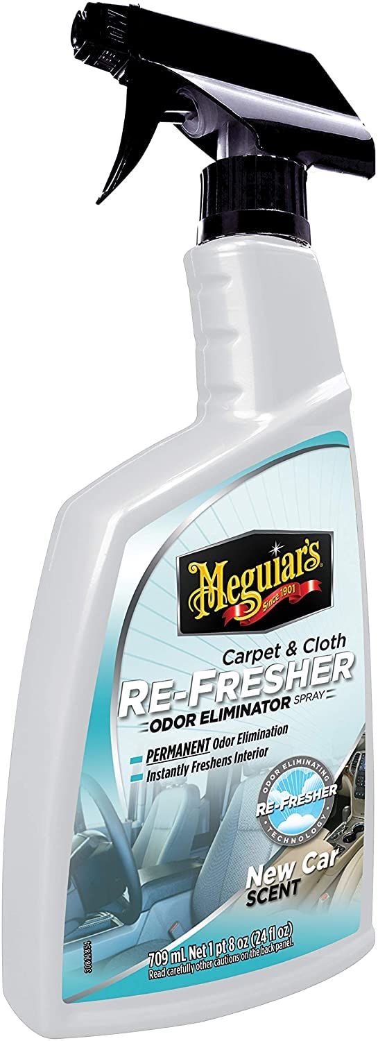 Meguiars Carpet & Cloth Re-Fresher Odor Eliminator Spray, Fresh New Car Smell - 24 Oz Spray Bottle