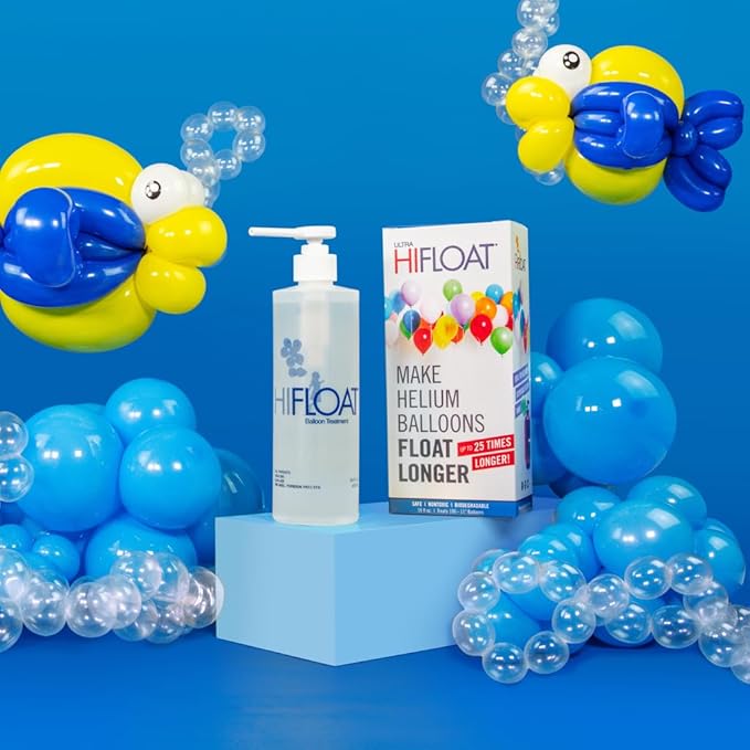 HI-FLOAT Balloon Treatment 16 oz – Extends Float Time for Helium-Filled Latex Balloons – Treats Up to 100 (11-Inch) Balloons – Non-Toxic, Biodegradable Balloon Sealant
