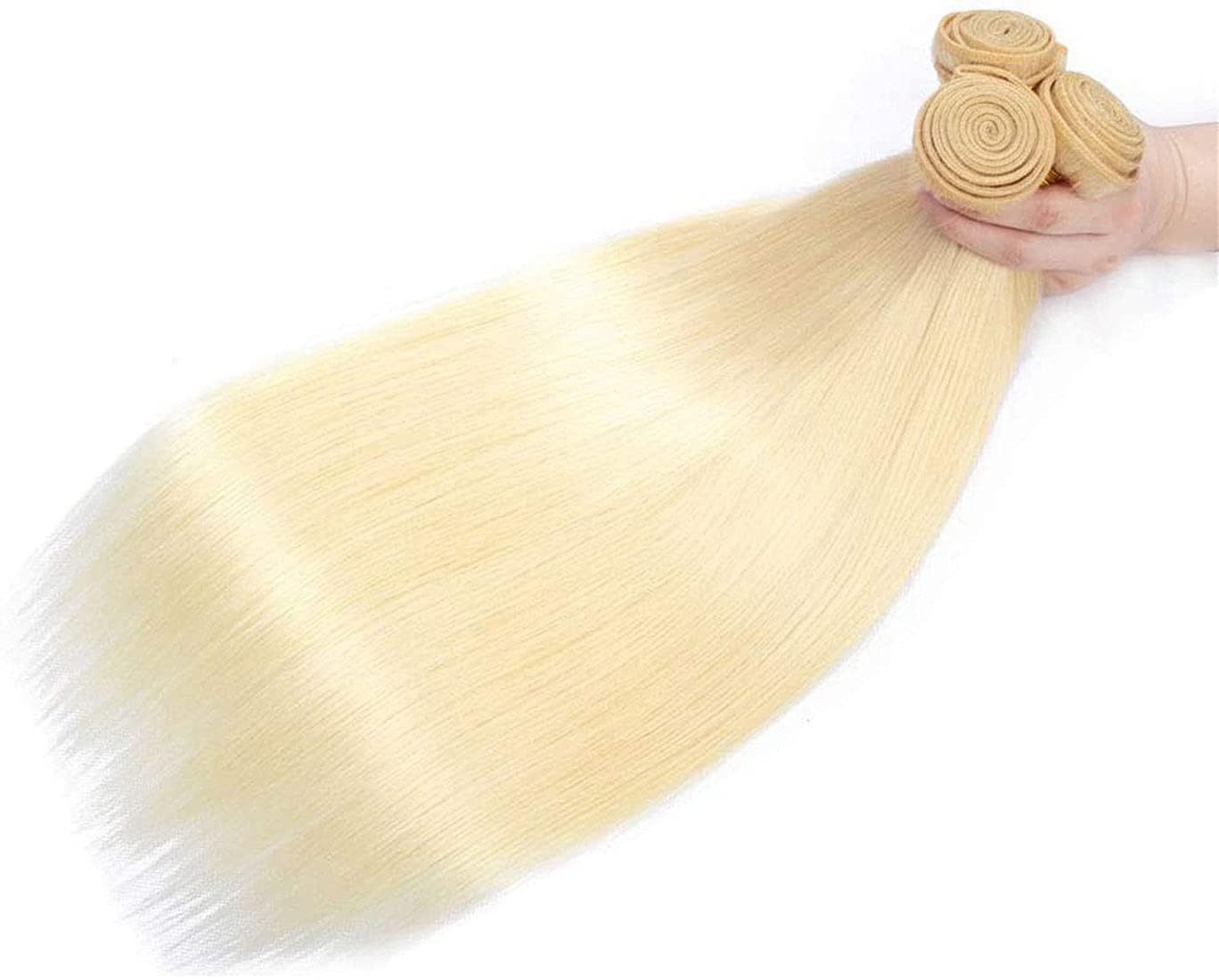 #613 Blonde Bundles Human Hair 18 20 22 Straight Color 613 Human Hair Bundles Blonde Extension 100 Gram Per Bundle 12A Unprocessed Brazilian Remy Hair Virgin Hair for Black Women