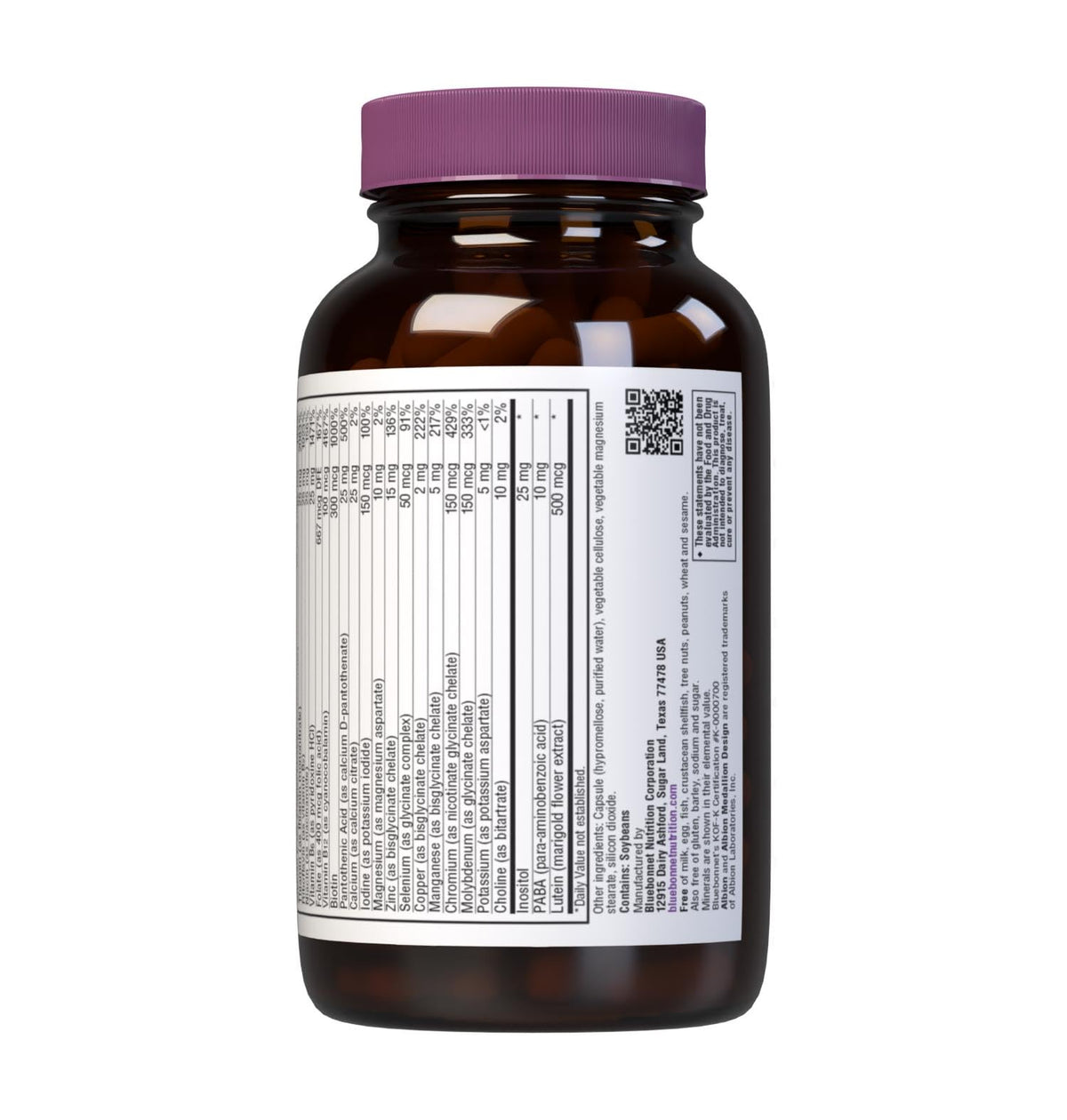 Bluebonnet Nutrition Multi One (Iron Free) Vegetable Capsules, Complete Full Spectrum Multiple, B Vitamins, General Health, Gluten Free, Milk Free, Kosher, 120 Count