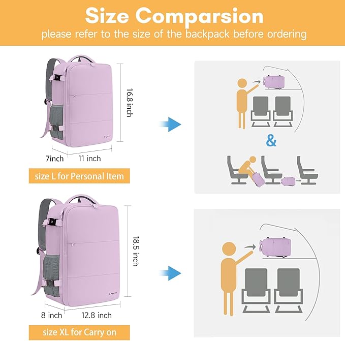 Taygeer Large Backpack for Women Travel Bag, Luggage Backpack for College Women with 15.6inch Laptop Compartment & Shoe Pouch, Carryon Bag for Airplane Business Travel Essentials, Orchid Purple