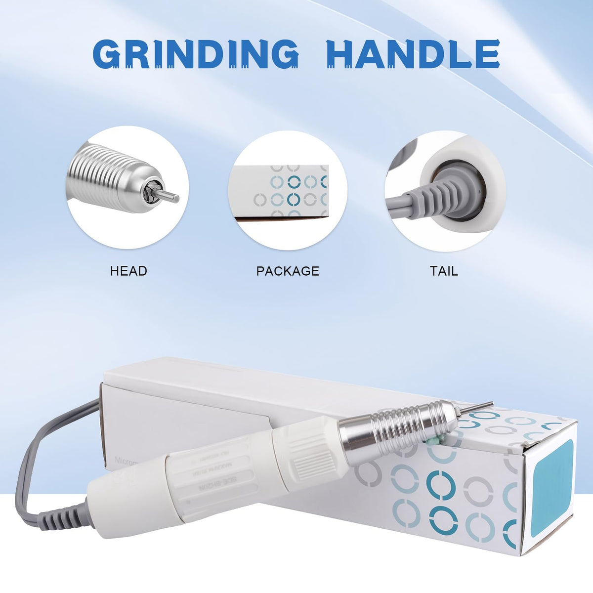 White Color SDE-H20N 30000RPM Electric Nail Art Drill Pen Handle Grinder Chuck 2.35mm/3.0mm/3.175mm Manicure Pedicure Tool Nail Drill Accessories