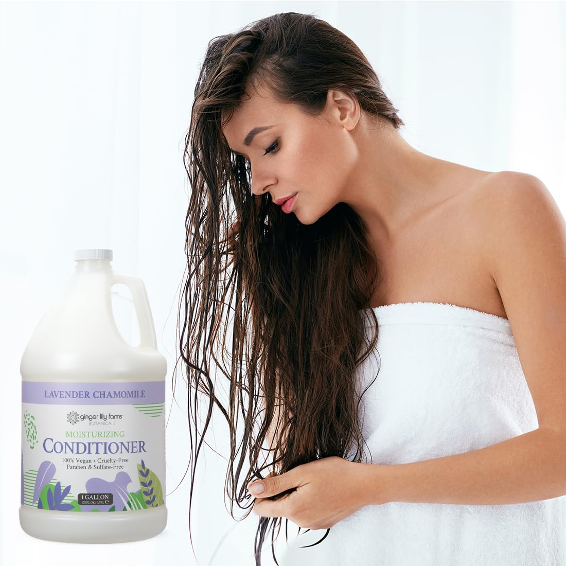 Ginger Lily Farms Botanicals Moisturizing Conditioner for Dry Hair, 100% Vegan & Cruelty-Free, Lavender Chamomile Scent, 1 Gallon Refill (128 fl oz)