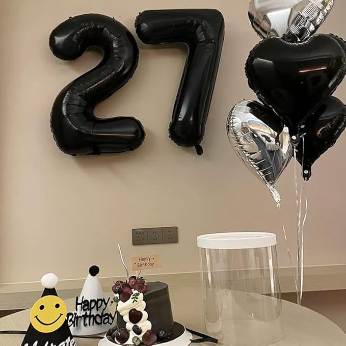 40 inch Black 7 Number Balloon Giant Foil Helium Balloons Black Large Digital Balloon 7 Number 7 Balloons for 7th Birthday Party Decorations Anniversary Events Decoration Supplies