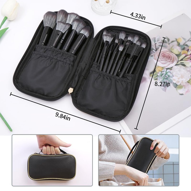 MAGEFY Makeup Brush Set, 22 Pcs Premium Synthetic Makeup Brushes Foundation Eyeshadow Brush Powder Blush Concealers Brush Set Travel Makeup Brushes with Case(Black)