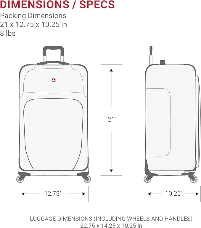 SWISSGEAR Sion Softside Expandable Spinner Luggage Durable Lightweight Travel Suitcase, Black, Carry-On 21-Inch