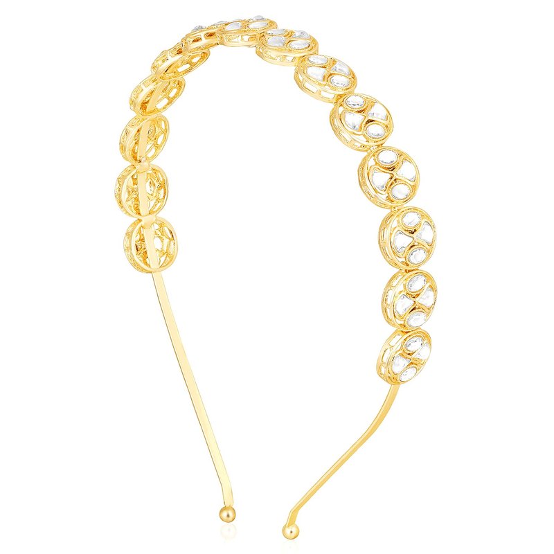 Aheli White Kundan Studded Ethnic Hair Band Fashion Jewellery for Women