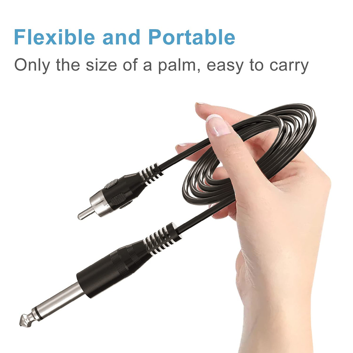 Ancable 6-Feet Tattoo Clip Cord, 6.35mm to RCA Connector Silicone Clip Cable, Suitable for Tattoo Pen & Rotary Machine, Black