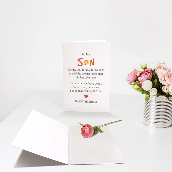Chenive Funny Son Birthday Card from Mom and Dad, Happy Birthday Card Gift for Sons, Adult Sons Bday Greeting Cards from Parents, Having You For A Son Has Been One Of The Greatest Gifts