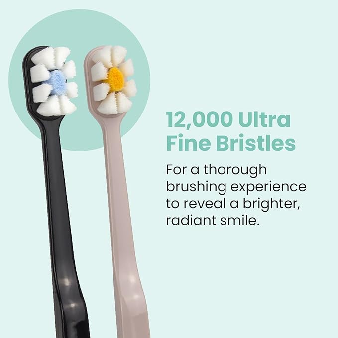 Lindo Polishing Toothbrush - for Sensitive Gums and Teeth, 12000+ Ultra Fine Bristles, Soft and Gentle, Deep Clean, Pack of 4 (Blue, Gray, Beige, Black) (Light Gray, Pink, Green, Peach, 4 Pack)